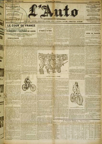 De eerste aankondiging van de Tour de France in L'Auto-Vélo, 1903