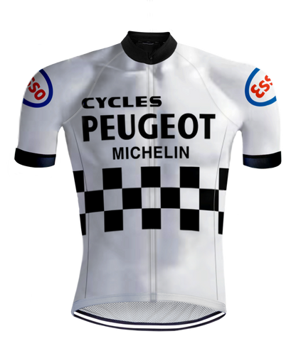 RETRO WIELERSHIRT PEUGEOT WIT/ZWART - REDTED