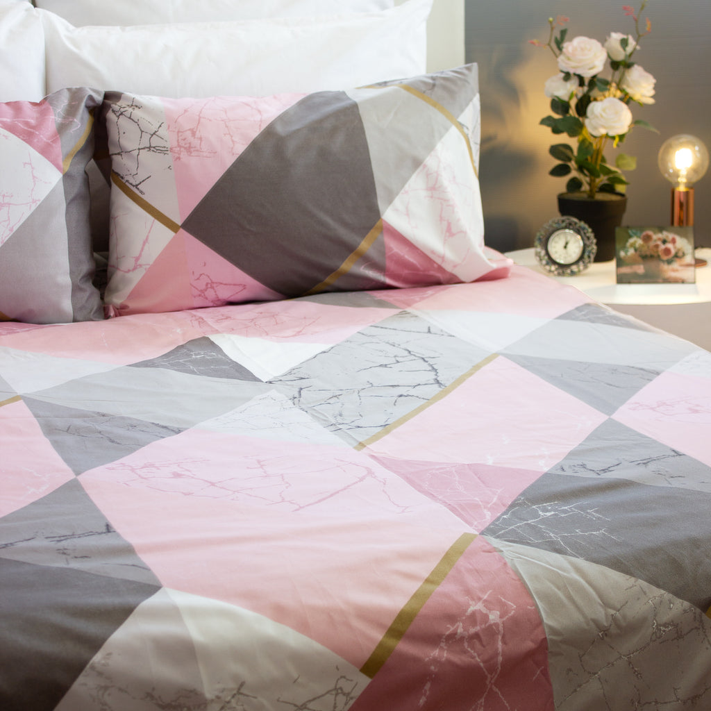 rose gold geometric duvet cover