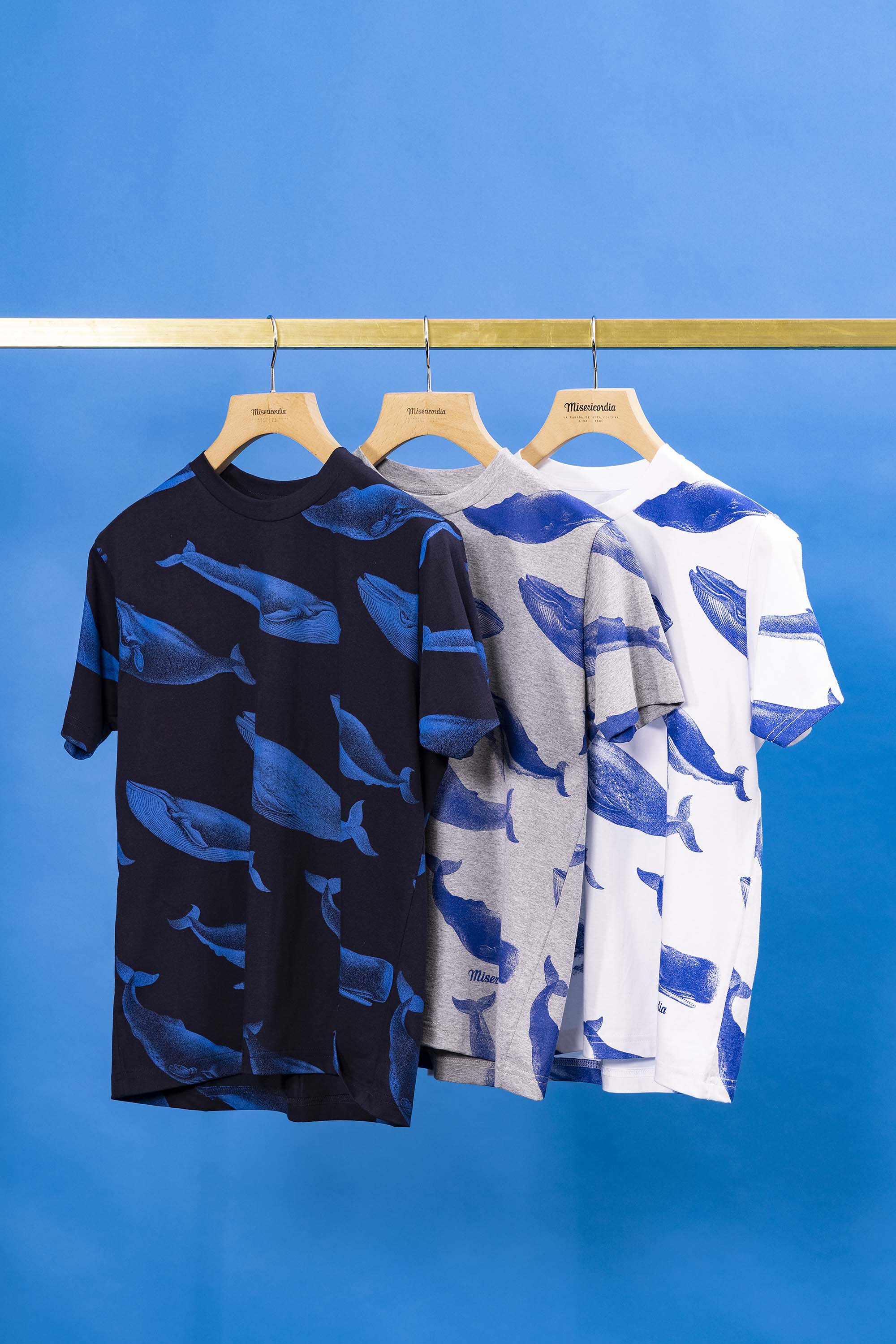 Printed cotton T-shirt with whale motif