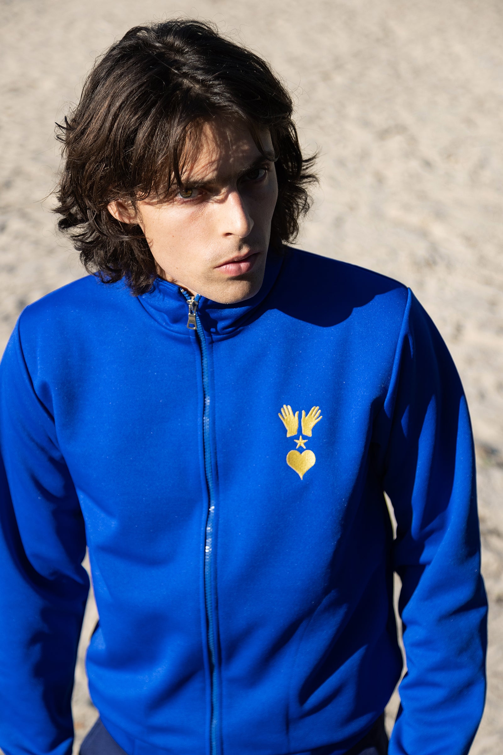 Jacket Classica Men's Tracksuit Embroidered Back with Electric Blue Sapphire Logo