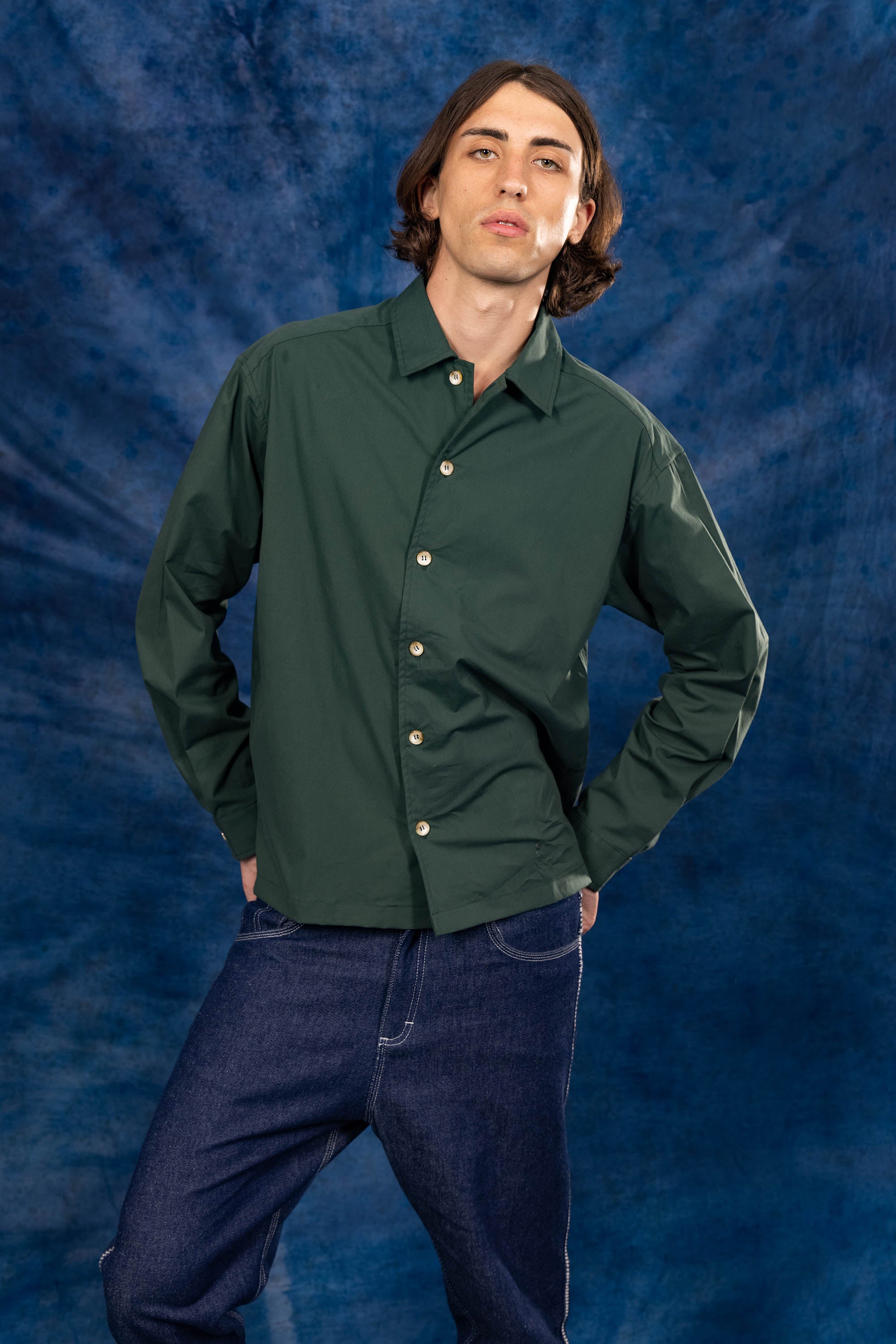 dark green cotton men's shirt novelty new summer collection 2023 misericordia