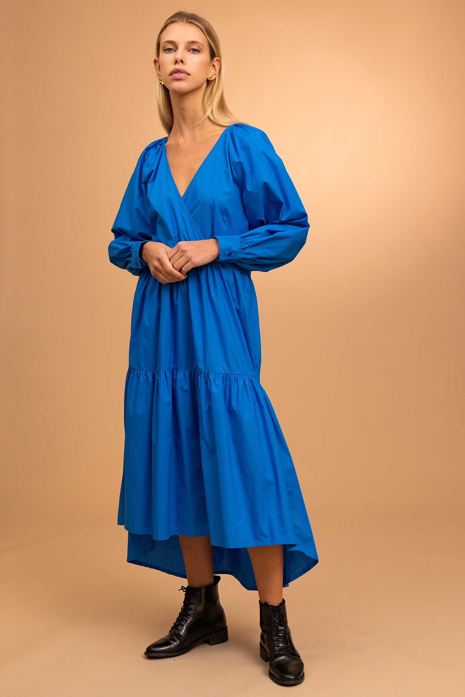 Robe Riva Bleu femme féminité douceur été élégance sobriété légèreté design misericordia lima pérou