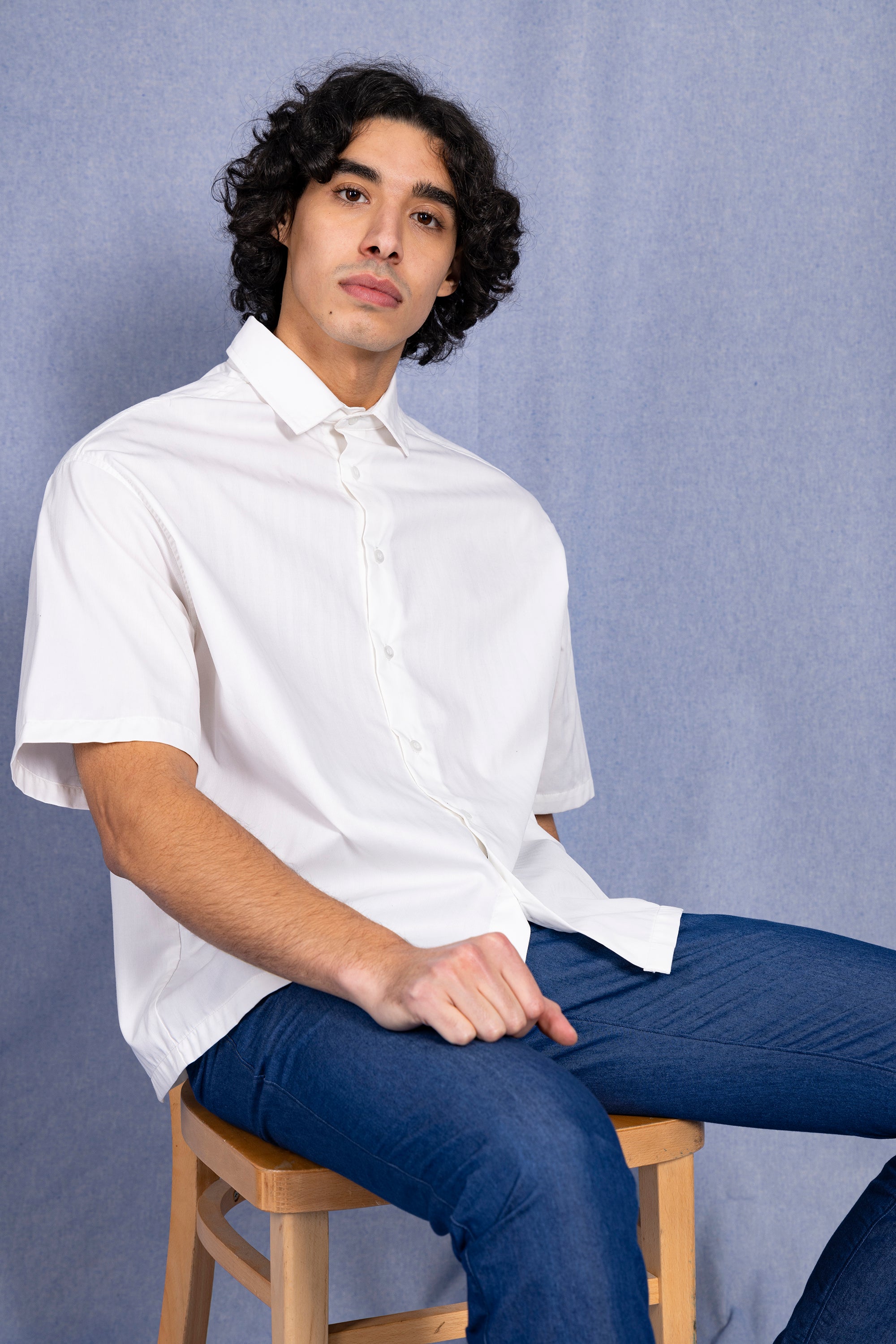 men's short-sleeved light cotton spring summer shirt