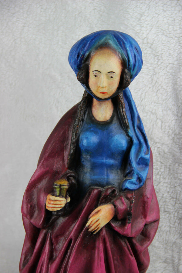 XL Saint Mary Magdalene religious chalkware handpaint statue sculpture signed