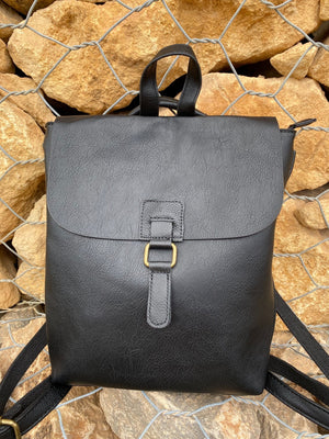 Picture of a Black Vegan Leather Backpack