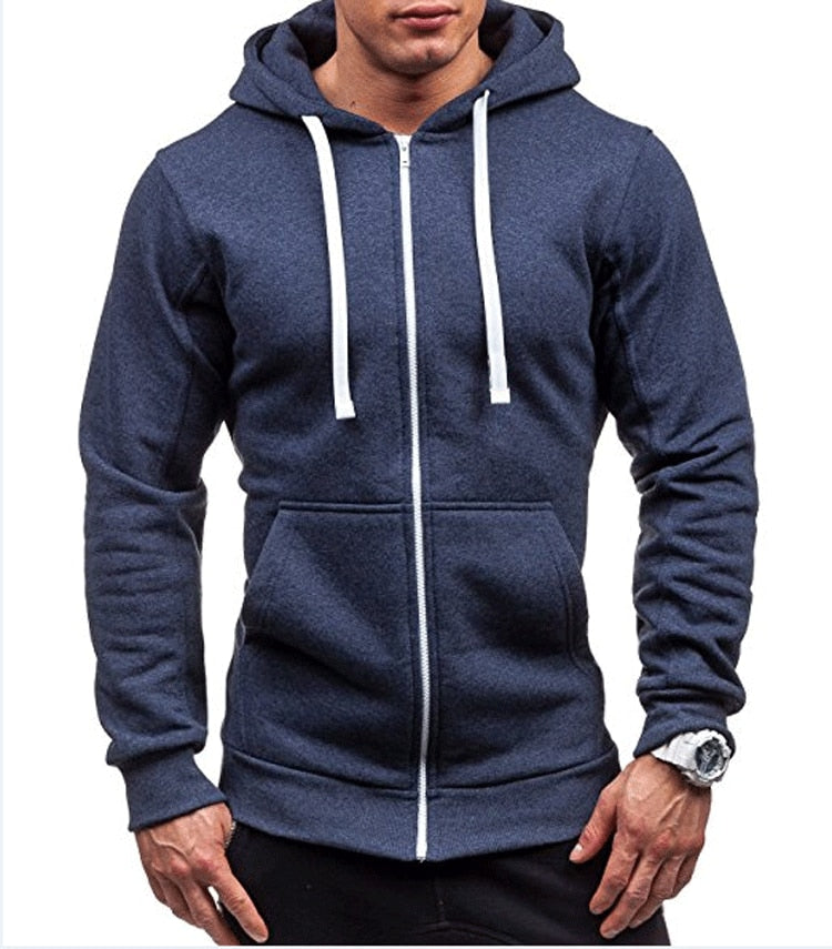 Mens Zip Up Hoodie Jacket Zipper Plain Loose Hooded Coat Sweatshirt Plus  Size *