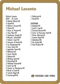 1996 Michael Loconto Decklist Card [World Championship Decks]