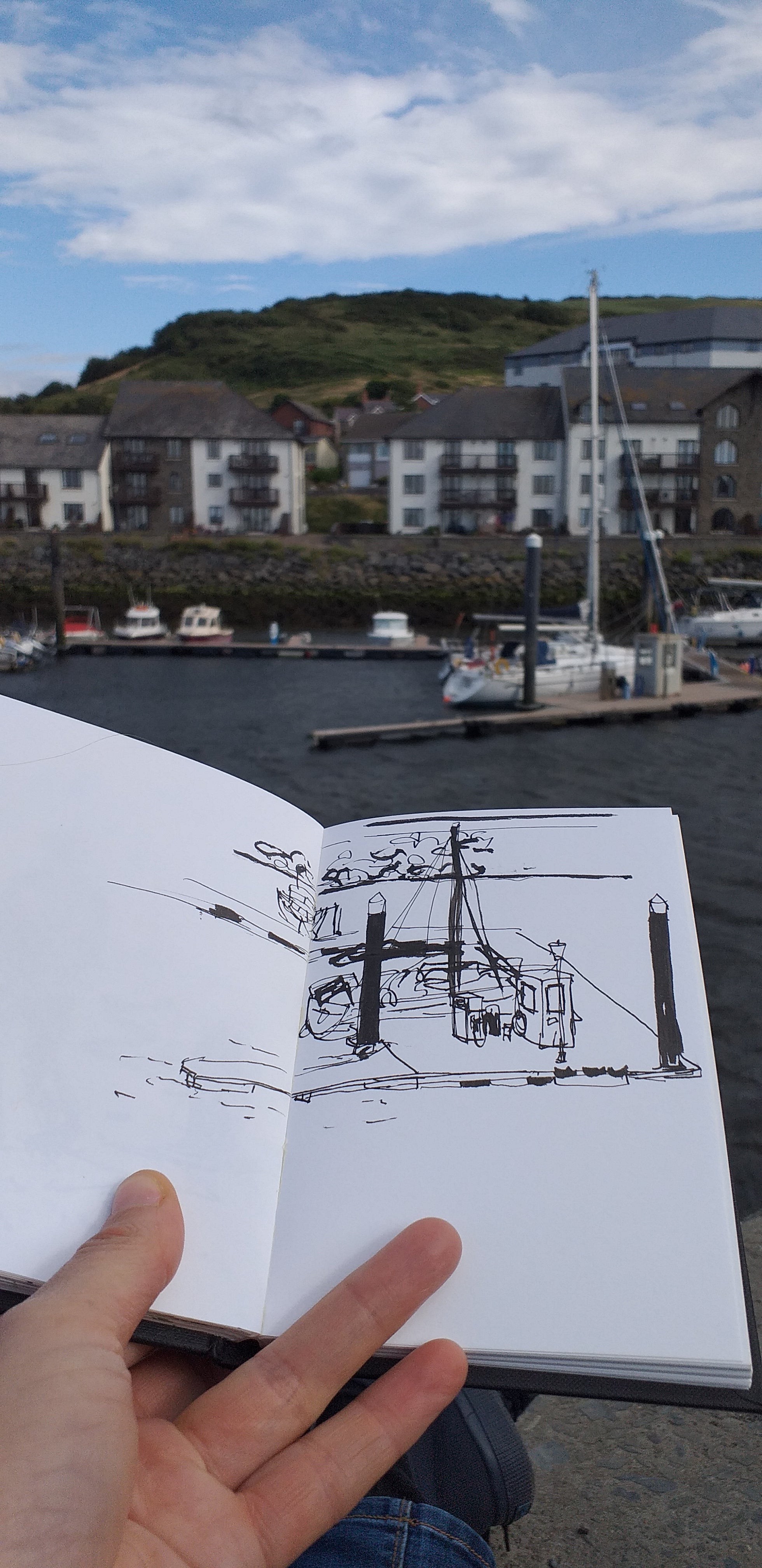 Aberystwyth harbour sketch by Alice Draws the Line