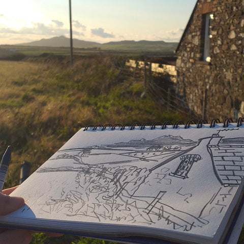 Golden Hour holiday cottage views near St David’s in Pembrokeshire by Alice Draws the line