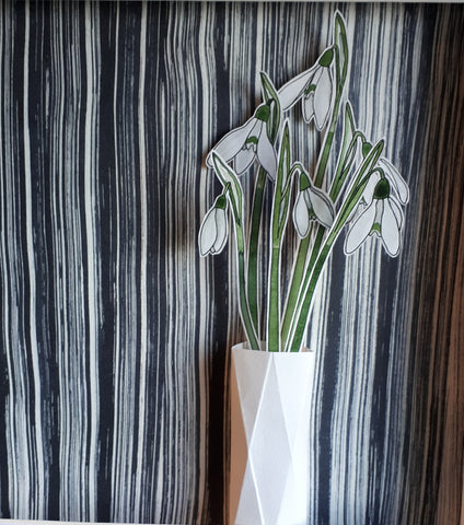 Snowdrops by Alice Draws the Line, cut flowers and origami vases