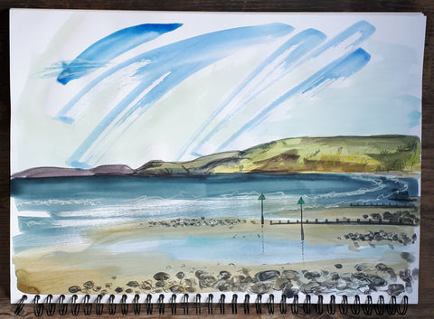 Borth beach - The final sketchbook page by Alice Draws the line