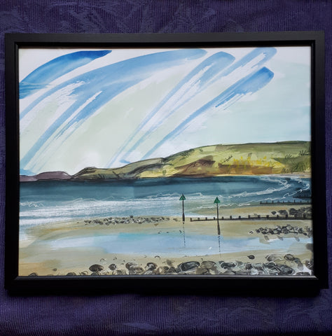 Borth beach framed picture by Alice Draws the Line