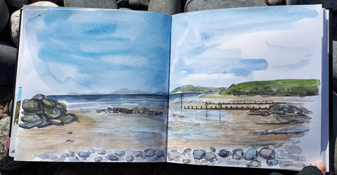 Borth Beach sketch study by Alice Draws the Line