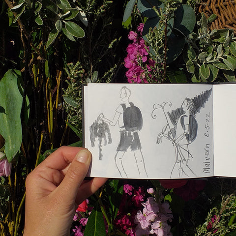 speedy sketches at Malvern show, plant haul drawn by Alice Draws the Line