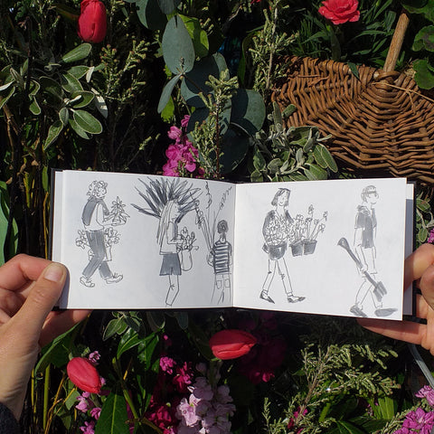 speedy sketches at Malvern show, plant haul drawn by Alice Draws the Line