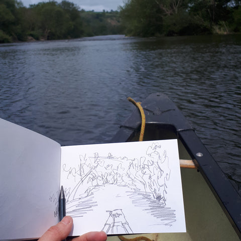 Sketching in a canoe on the river wye by Alice Draws the Line