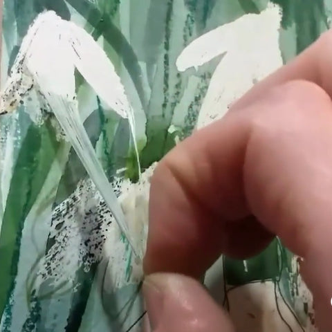 Using masking tape on the snowdrop piece by Alice Draws the Line