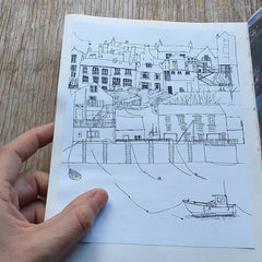 Tenby harbour by Alice Draws the Line, line drawing