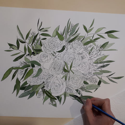 Preserving wedding flowers as original artwork by Alice Draws the Line