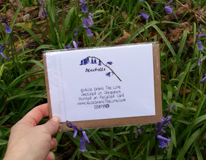 Bluebell greeting card by Alice Draws the Line, illustrated bluebells