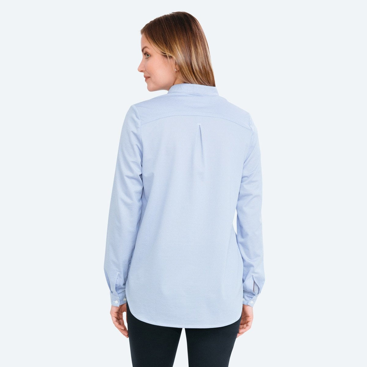 Hybrid Popover in Blue Stripe | Women's Blouses | Ministry of Supply