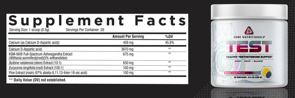 core nutritionals core test nutritional info