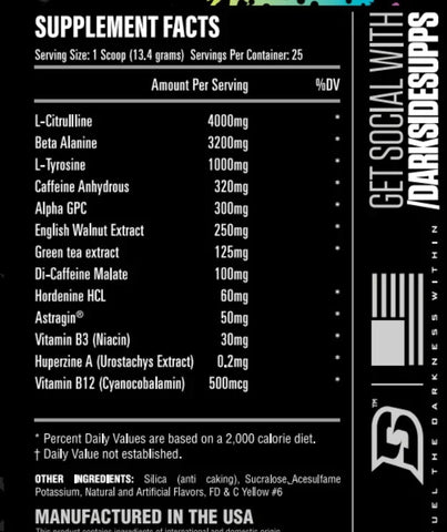 Darkside ultra extreme nutritional info