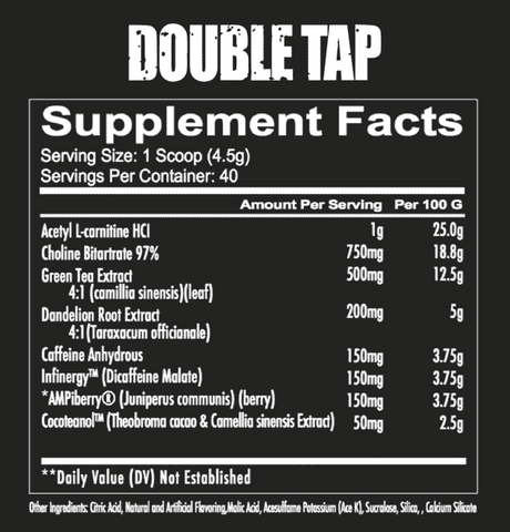 redcon1 double tap nutritional facts