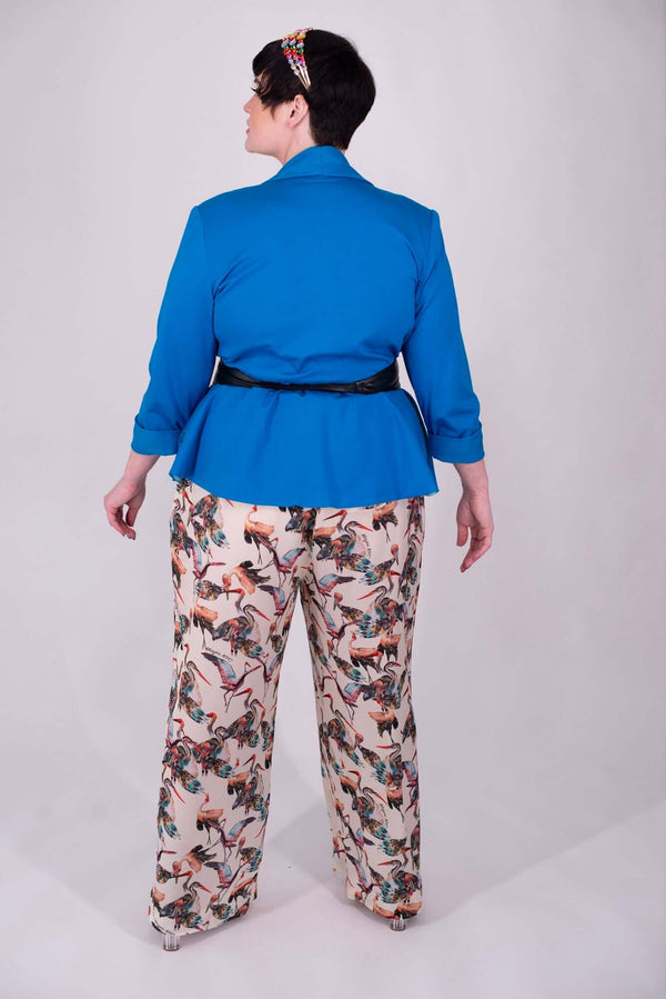 Mayes NYC Frances Wide Leg Lounge Pant in Crane print worn by model Max