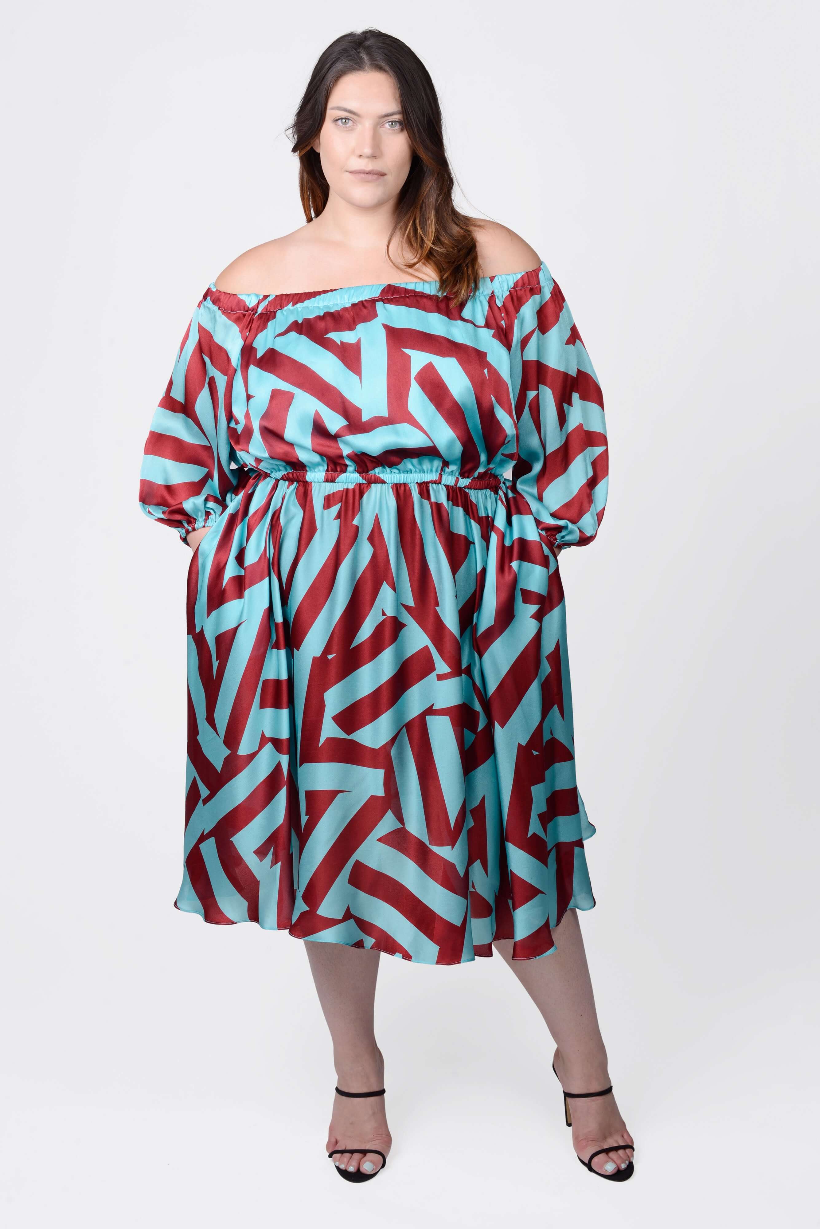 Edwina Midi Off Shoulder Dress - MAYES NYC product image