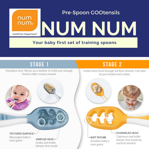 NumNum Pre-Spoon GOOtensils - Baby Spoon Set (First Stage + Second Stage)