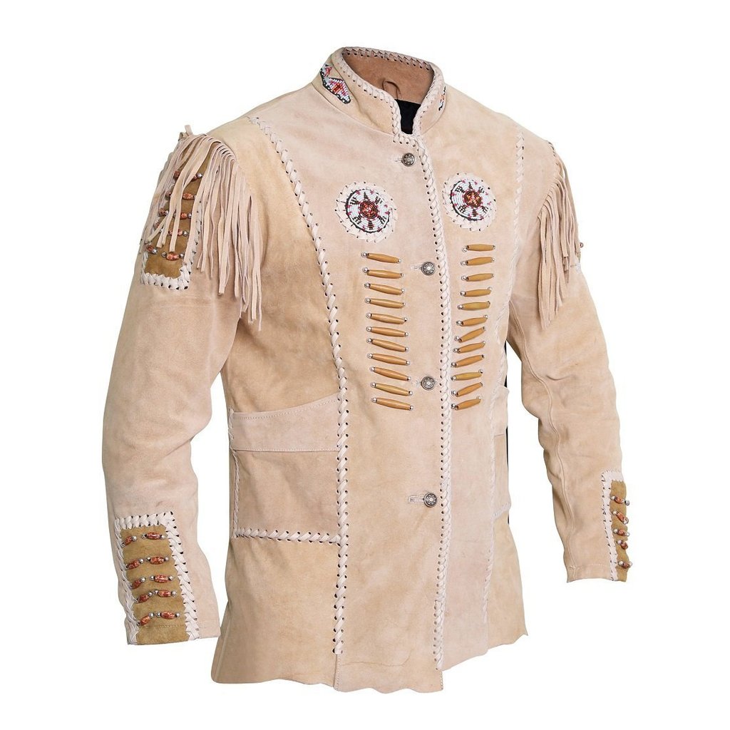 Traditional Cowboy Style Suede Leather Jacket with fringes and