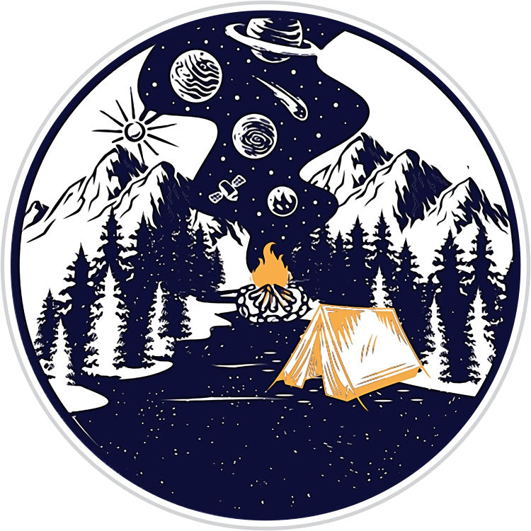Adventure Camping At Night Sticker - fabdaz – FabDaz
