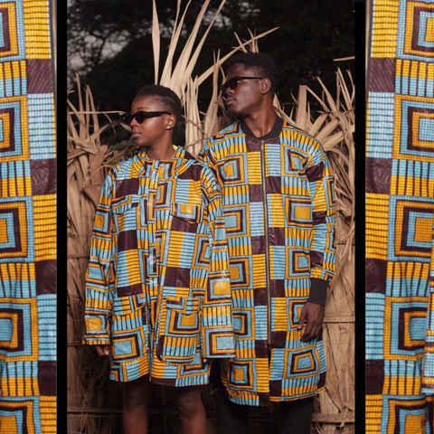 African Clothing / African print jackets in Blue kente