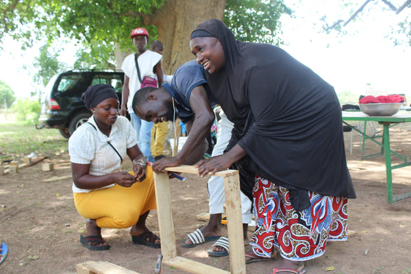 The Trainees making a micro garden table