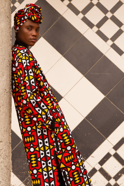 African Summer Coat / Festival Coat in Electric Red