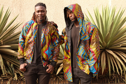 African Hooded Jacket and Bomber Jacket In Wow Print