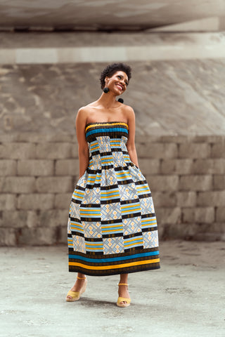 African Dress In Blue Kente