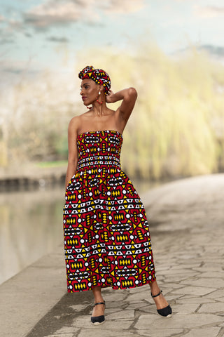 African Dress In Electric Red Samakaka