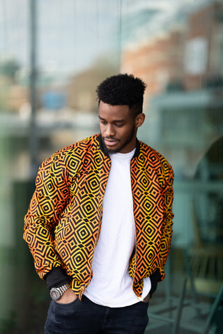 Festival Jacket in Electric Orange African Print