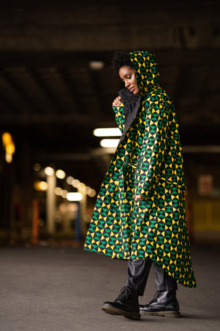 African Print Military Trench Coat