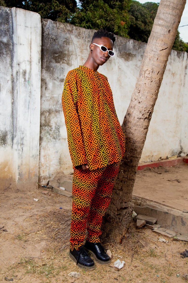 African Suit in Electric Orange / Festival Outfit Made In Africa– The  Continent Clothing