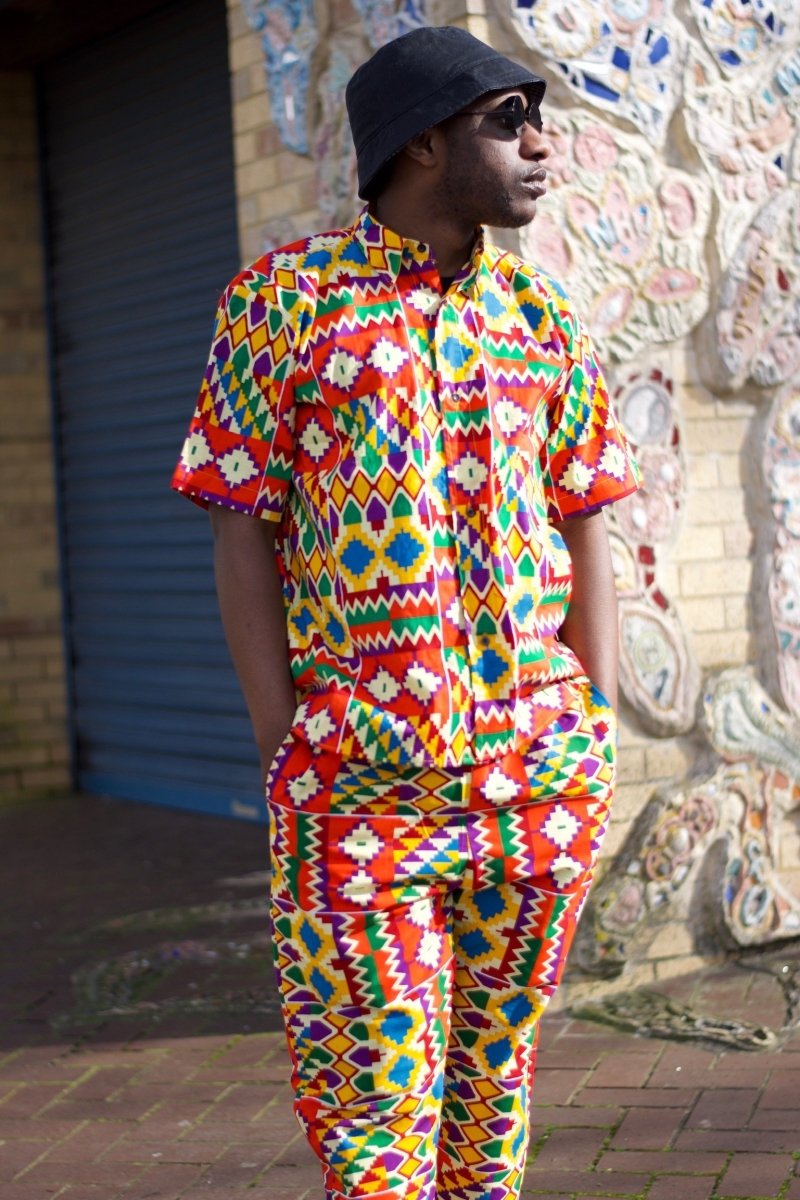 Kente Shirt in Orange Print - Festival Shirt - Continent Clothing– The ...