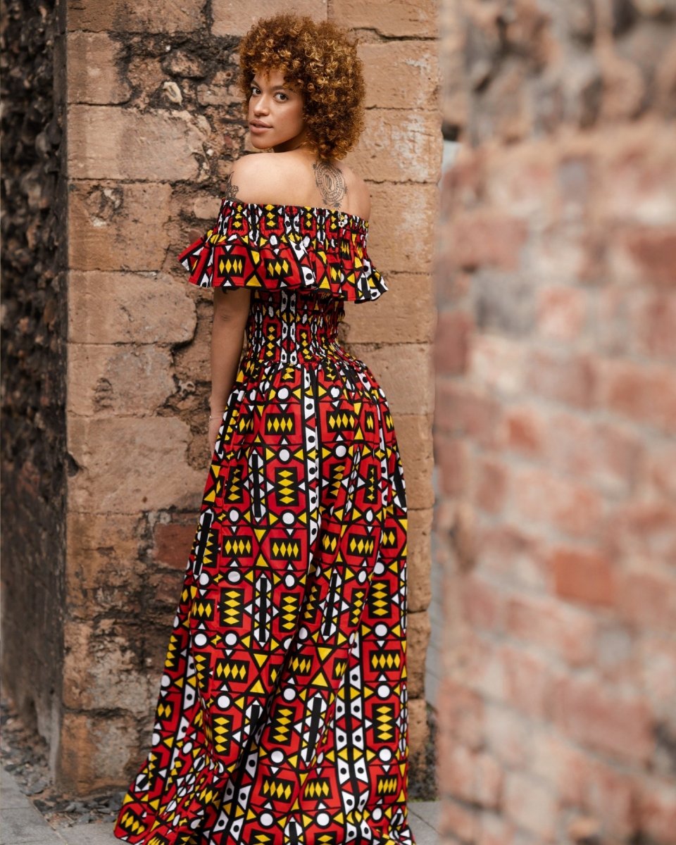 African Prints Ankara Dungaree Maxi Dress, Chetachi Dungaree Ruffled Maxi  Dress