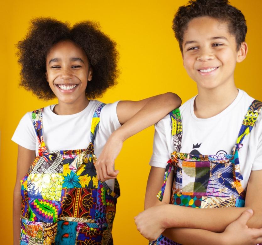 Children's patchwork dungarees