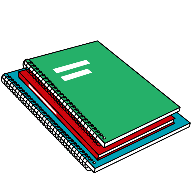 An illustration of three discounted WTF Notebooks
