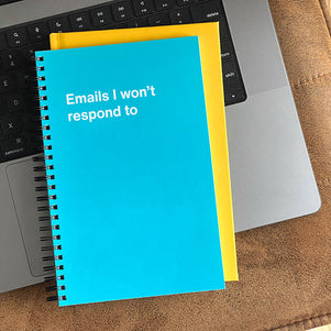 A quirky office receptionist notebook titled 