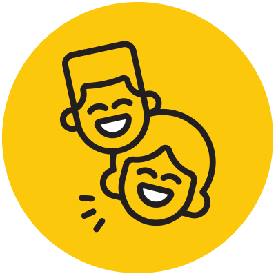 Icon of two people laughing