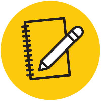 Icon of a pencil and notebook